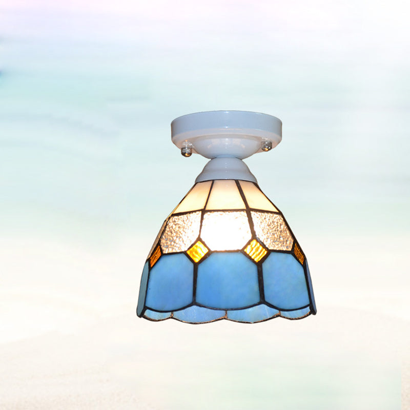 Tiffany Glass Semi-Flush Mount Ceiling Light for Hallways - Elegant Lighting Fixture