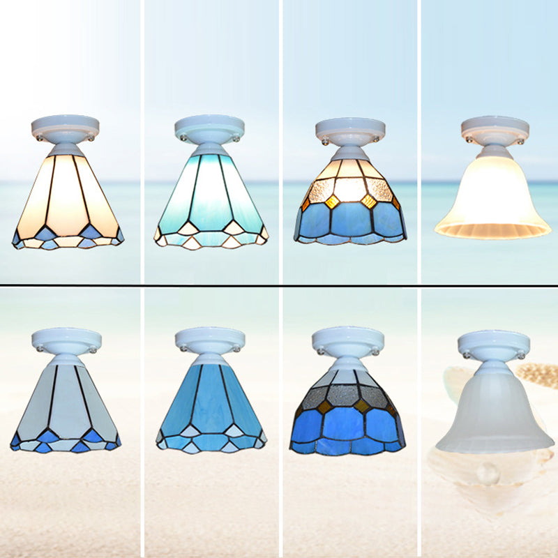 Tiffany Glass Semi-Flush Mount Ceiling Light for Hallways - Elegant Lighting Fixture