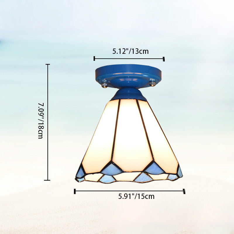 Tiffany Glass Semi-Flush Mount Ceiling Light for Hallways - Elegant Lighting Fixture