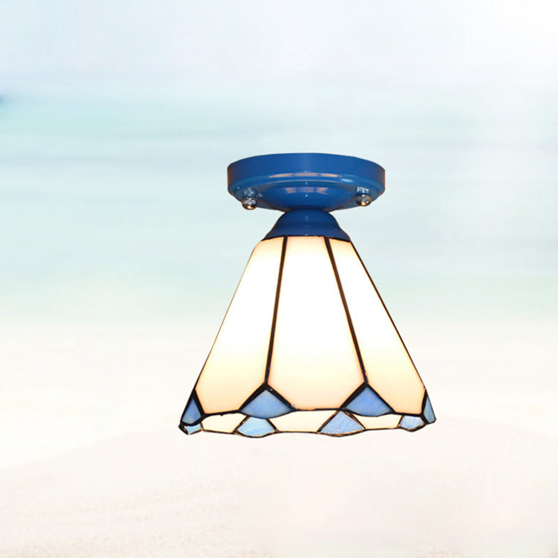 Tiffany Glass Semi-Flush Mount Ceiling Light for Hallways - Elegant Lighting Fixture