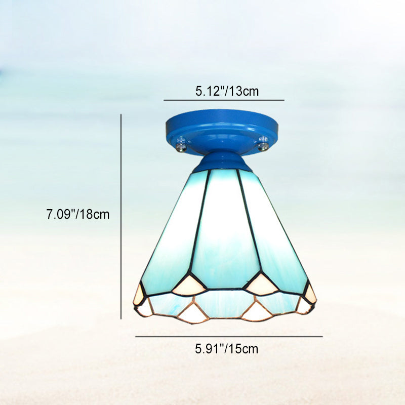Tiffany Glass Semi-Flush Mount Ceiling Light for Hallways - Elegant Lighting Fixture
