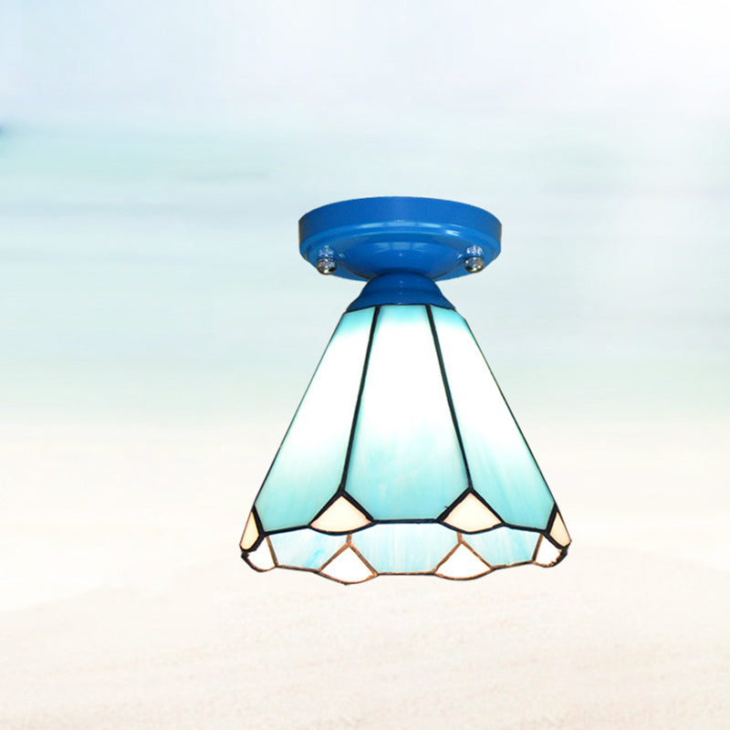 Tiffany Glass Semi-Flush Mount Ceiling Light for Hallways - Elegant Lighting Fixture