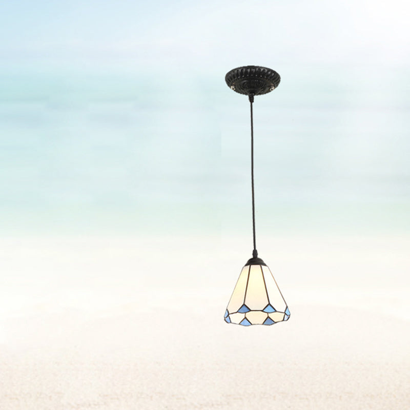 Traditional Tiffany Hardware Glass Pendant Light - 1 Light for Dining Room