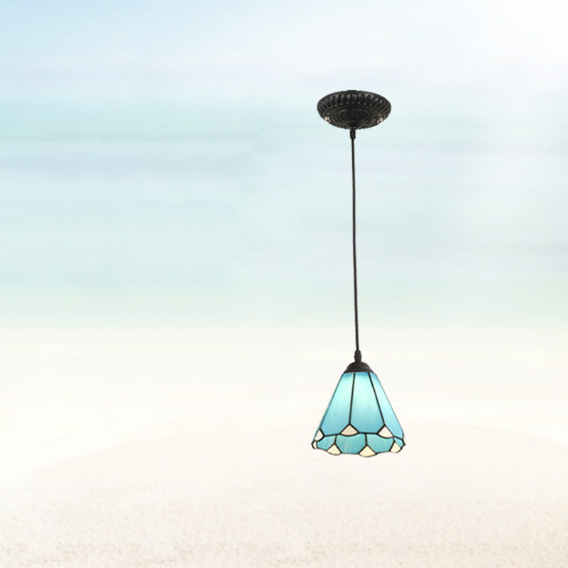 Traditional Tiffany Hardware Glass Pendant Light - 1 Light for Dining Room