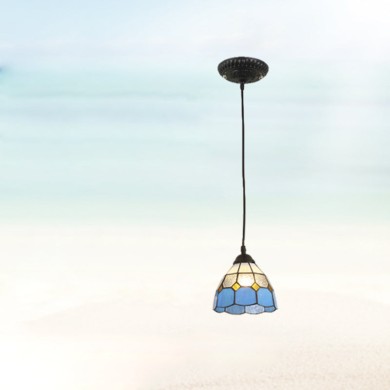 Traditional Tiffany Hardware Glass Pendant Light - 1 Light for Dining Room