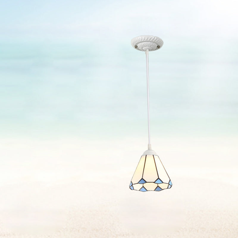 Traditional Tiffany Hardware Glass Pendant Light - 1 Light for Dining Room