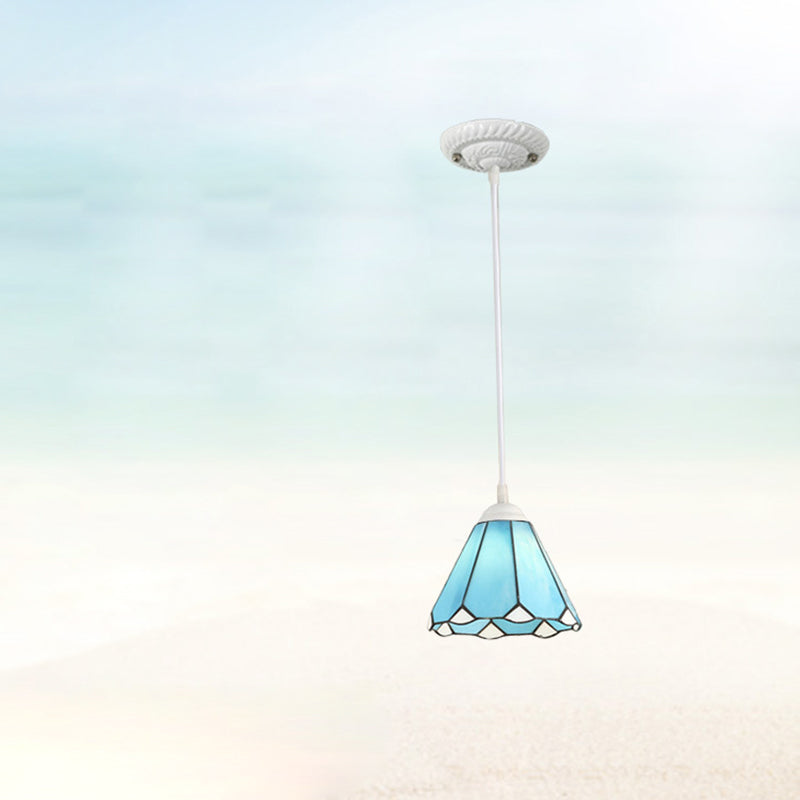 Traditional Tiffany Hardware Glass Pendant Light - 1 Light for Dining Room