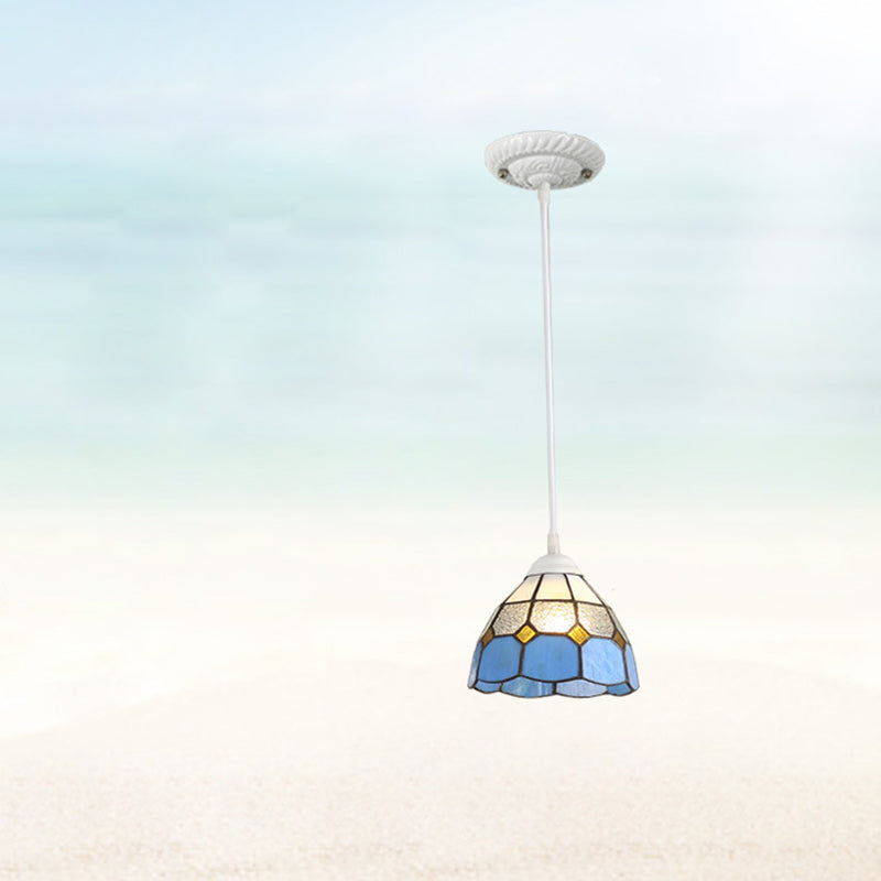 Traditional Tiffany Hardware Glass Pendant Light - 1 Light for Dining Room