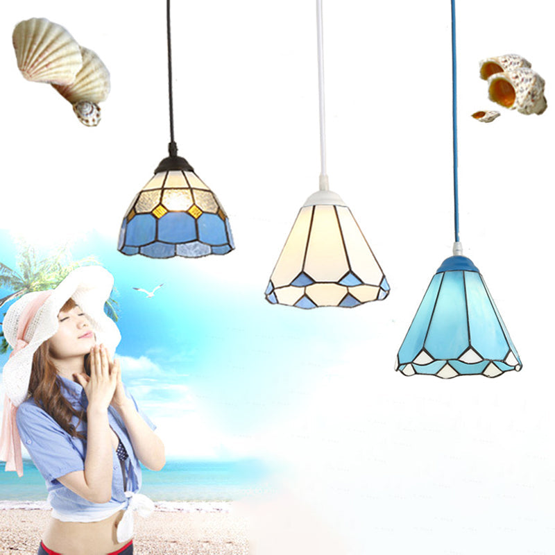 Traditional Tiffany Hardware Glass Pendant Light - 1 Light for Dining Room