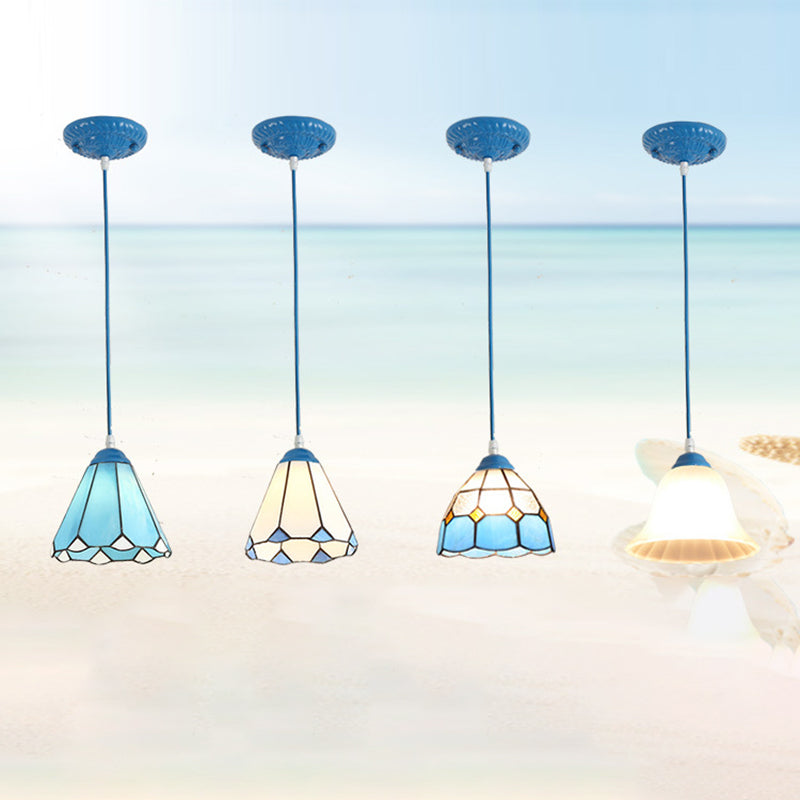 Traditional Tiffany Hardware Glass Pendant Light - 1 Light for Dining Room
