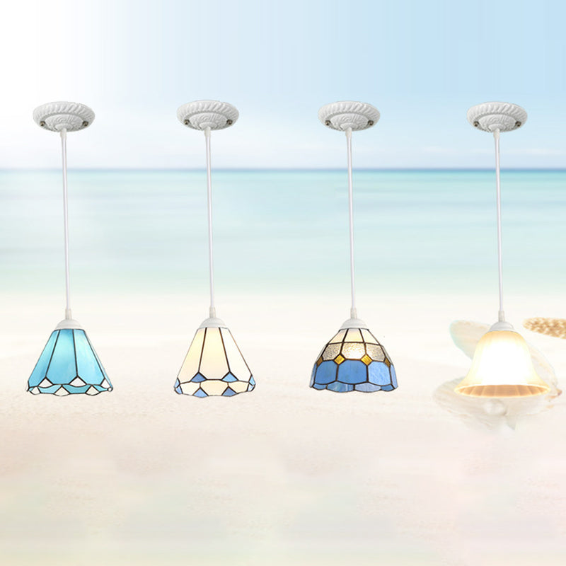 Traditional Tiffany Hardware Glass Pendant Light - 1 Light for Dining Room