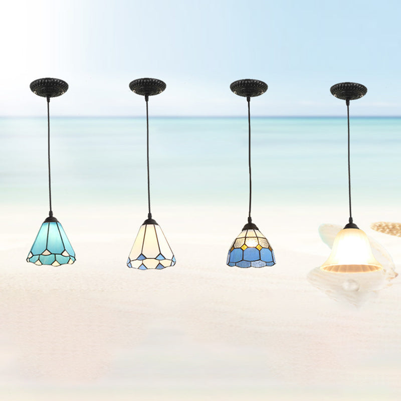 Traditional Tiffany Hardware Glass Pendant Light - 1 Light for Dining Room