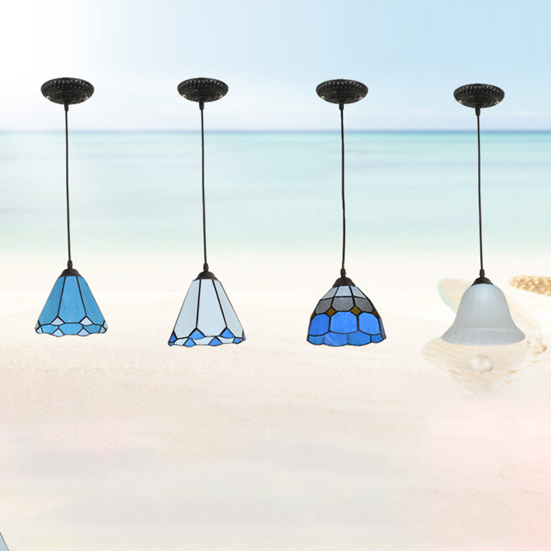 Traditional Tiffany Hardware Glass Pendant Light - 1 Light for Dining Room