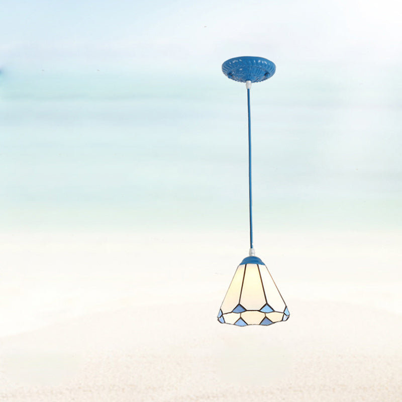 Traditional Tiffany Hardware Glass Pendant Light - 1 Light for Dining Room