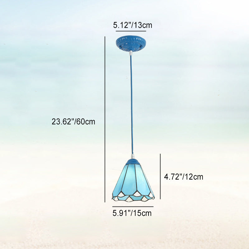 Traditional Tiffany Hardware Glass Pendant Light - 1 Light for Dining Room
