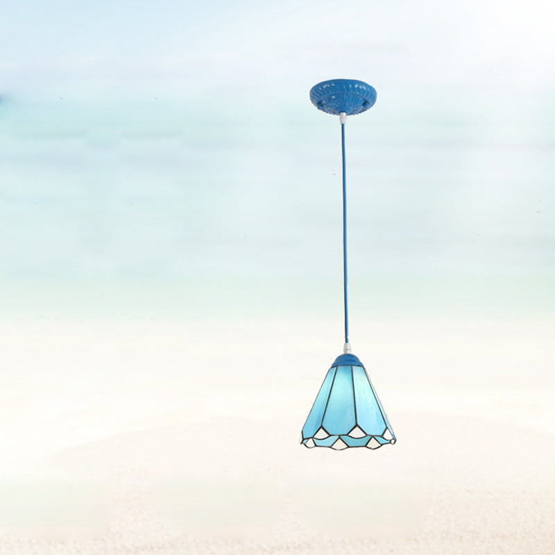 Traditional Tiffany Hardware Glass Pendant Light - 1 Light for Dining Room