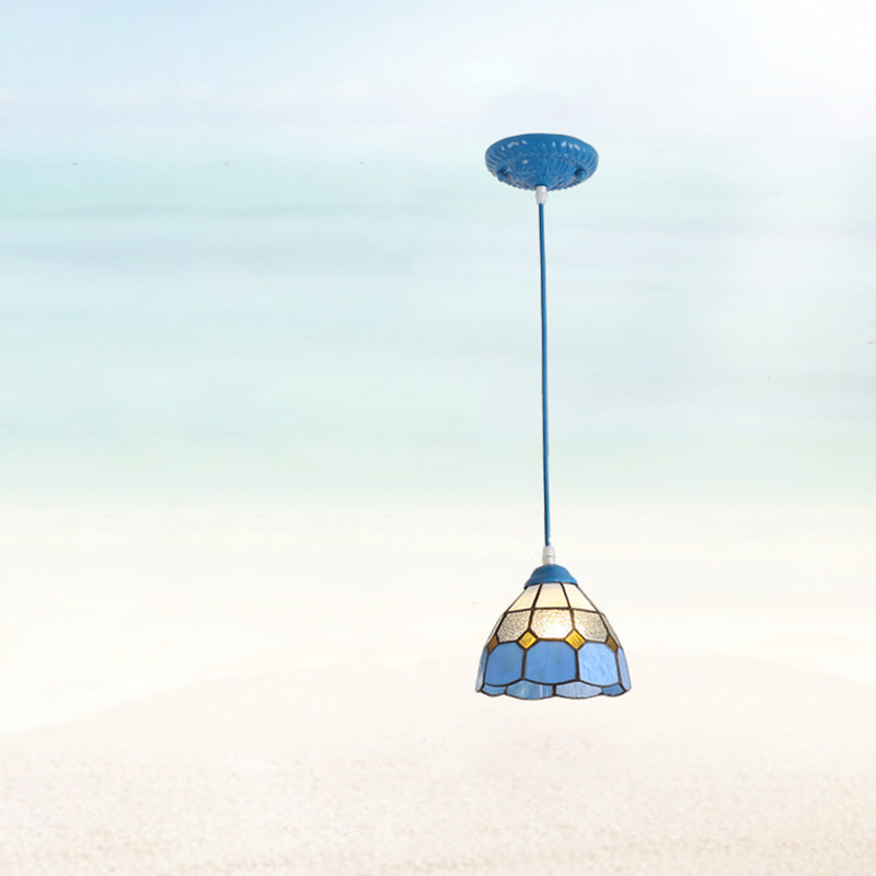 Traditional Tiffany Hardware Glass Pendant Light - 1 Light for Dining Room