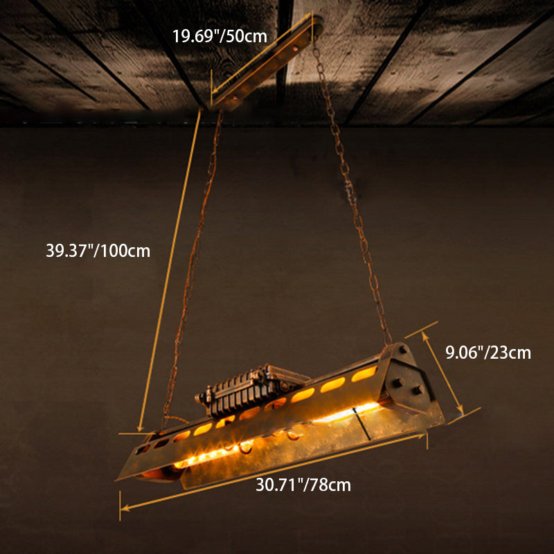 Contemporary Industrial Iron 4-Light Chandelier for Dining Room Island Lighting
