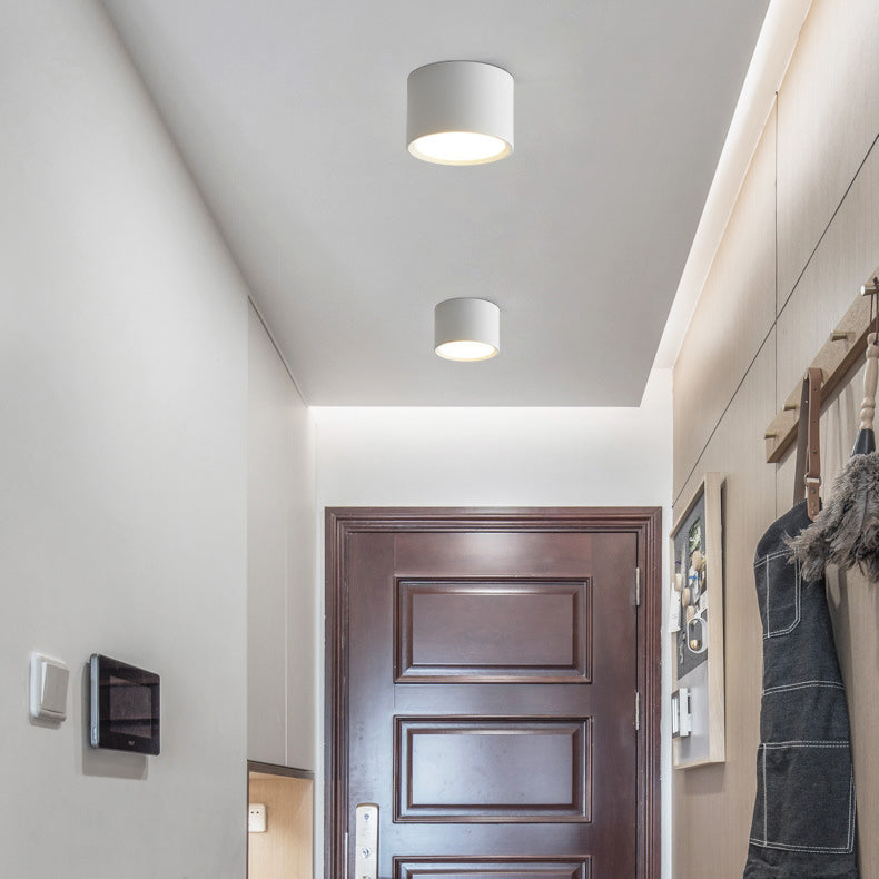 Modern Minimalist LED Flush Mount Ceiling Light - Cylinder Aluminum & Acrylic for Hallways