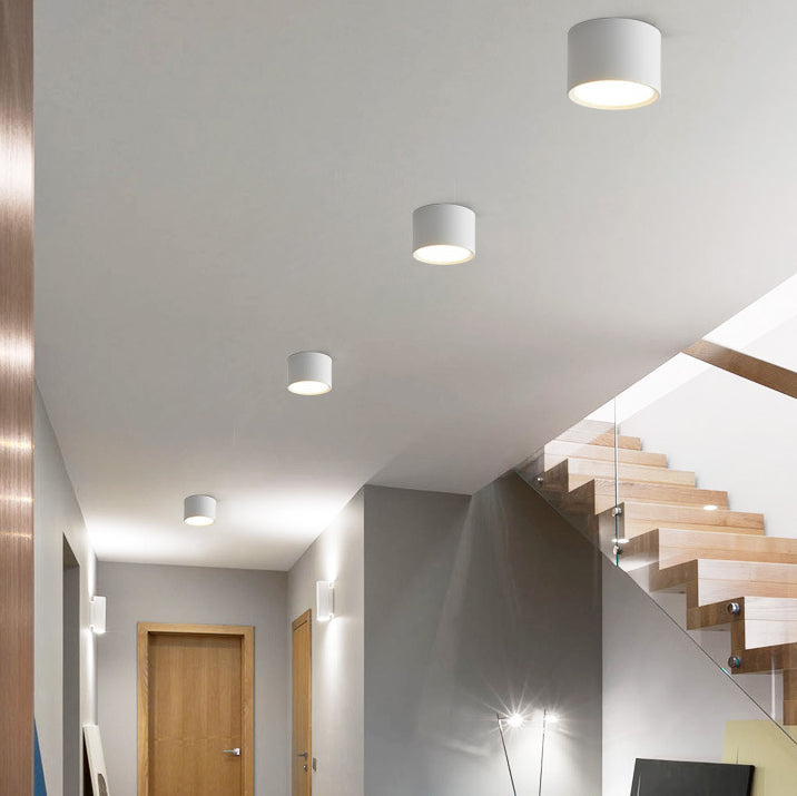 Modern Minimalist LED Flush Mount Ceiling Light - Cylinder Aluminum & Acrylic for Hallways