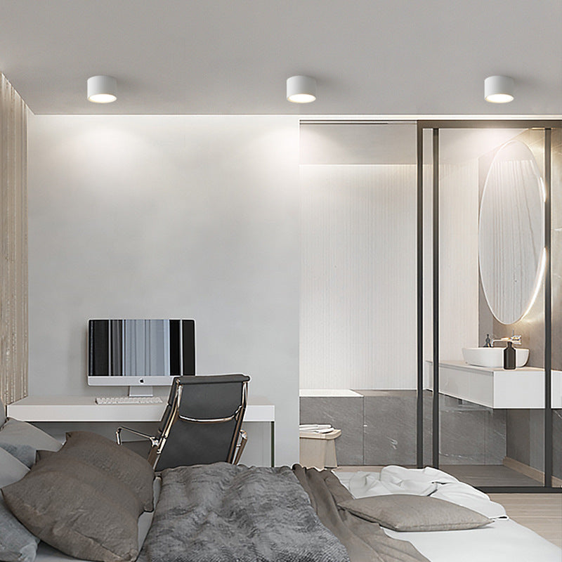 Modern Minimalist LED Flush Mount Ceiling Light - Cylinder Aluminum & Acrylic for Hallways