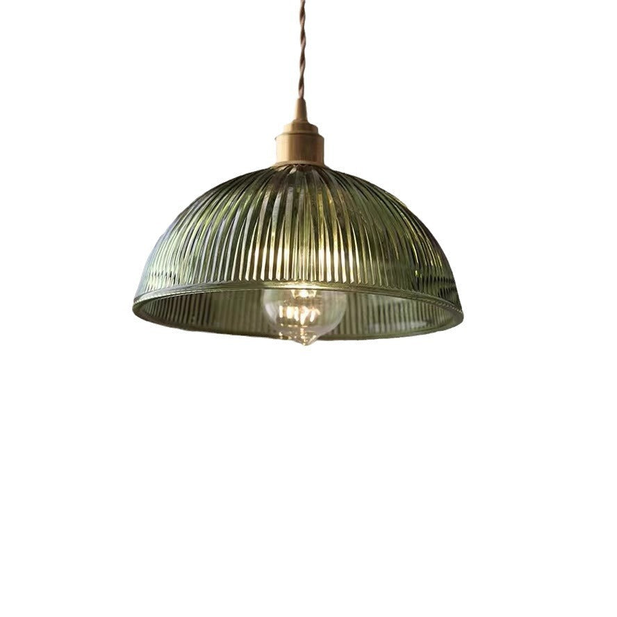 Contemporary Nordic Stripe Glass Brass Pendant Light 1-Light Living Room