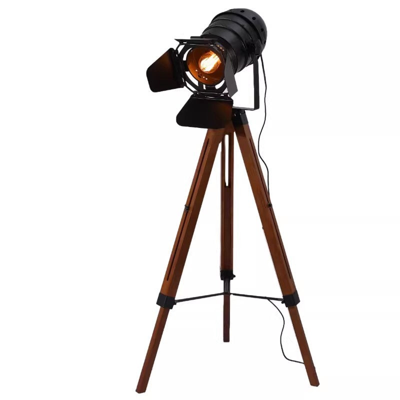 Contemporary Iron Wood Floor Lamp - 1-Light Standing Design for Living Room