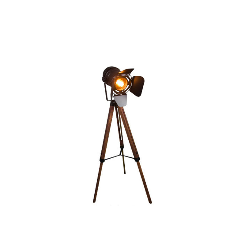 Contemporary Iron Wood Floor Lamp - 1-Light Standing Design for Living Room