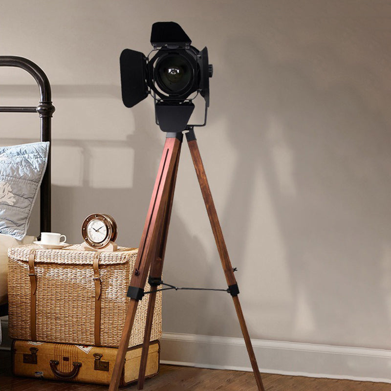 Contemporary Iron Wood Floor Lamp - 1-Light Standing Design for Living Room