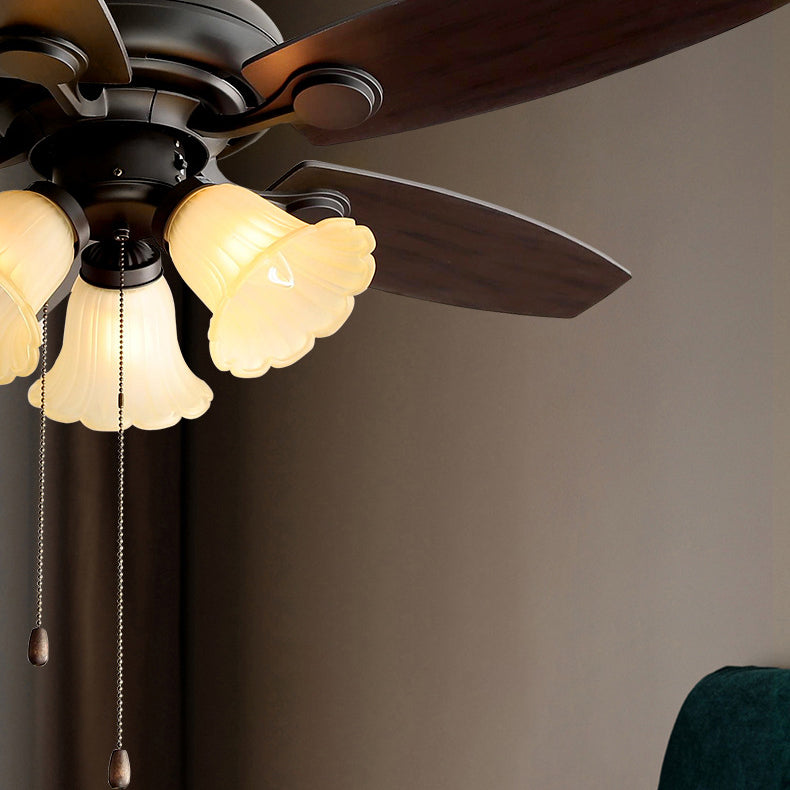 Traditional French Iron Fan Flower Glass Shade Ceiling Light Fixture - 3/5 Light Options for Living Room  

Ideal for enhancing your living space, this elegant ceiling fan light features a beautiful traditional French design with flower glass shades. Perf
