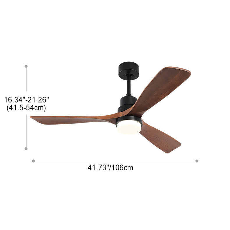 Contemporary Nordic Ceiling Fan Light - 3 Fan Blades, Carbon Steel, Solid Wood, LED Downrods for Living Room