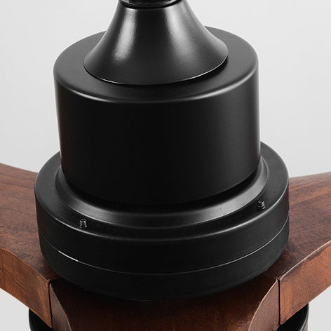 Contemporary Nordic Ceiling Fan Light - 3 Fan Blades, Carbon Steel, Solid Wood, LED Downrods for Living Room