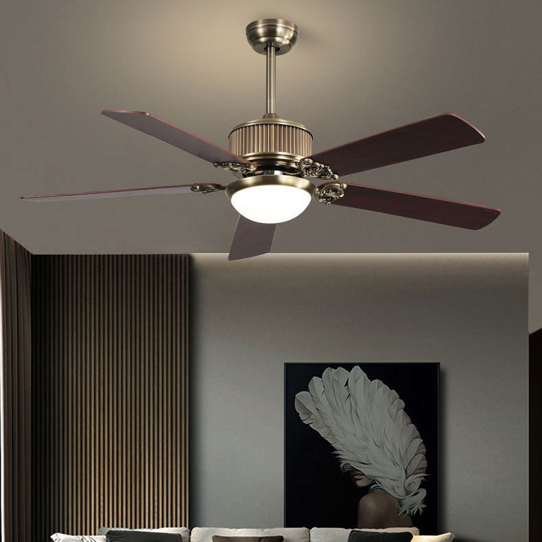 Contemporary Nordic Ceiling Fan with Copper Blades & Glass LED Light for Living Room
