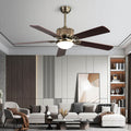 Contemporary Nordic Ceiling Fan with Copper Blades & Glass LED Light for Living Room