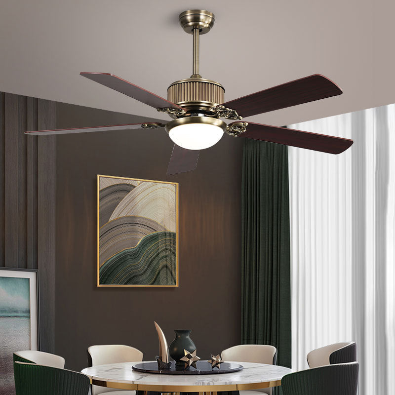 Contemporary Nordic Ceiling Fan with Copper Blades & Glass LED Light for Living Room