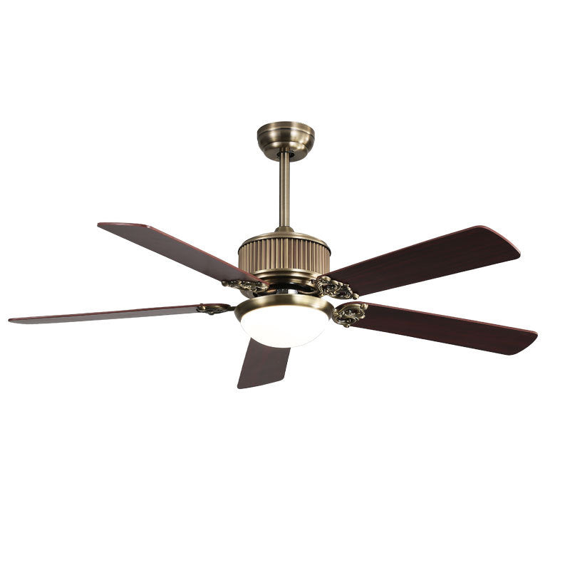 Contemporary Nordic Ceiling Fan with Copper Blades & Glass LED Light for Living Room