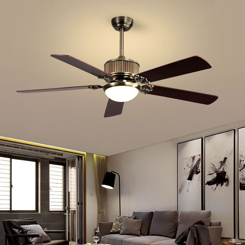 Contemporary Nordic Ceiling Fan with Copper Blades & Glass LED Light for Living Room