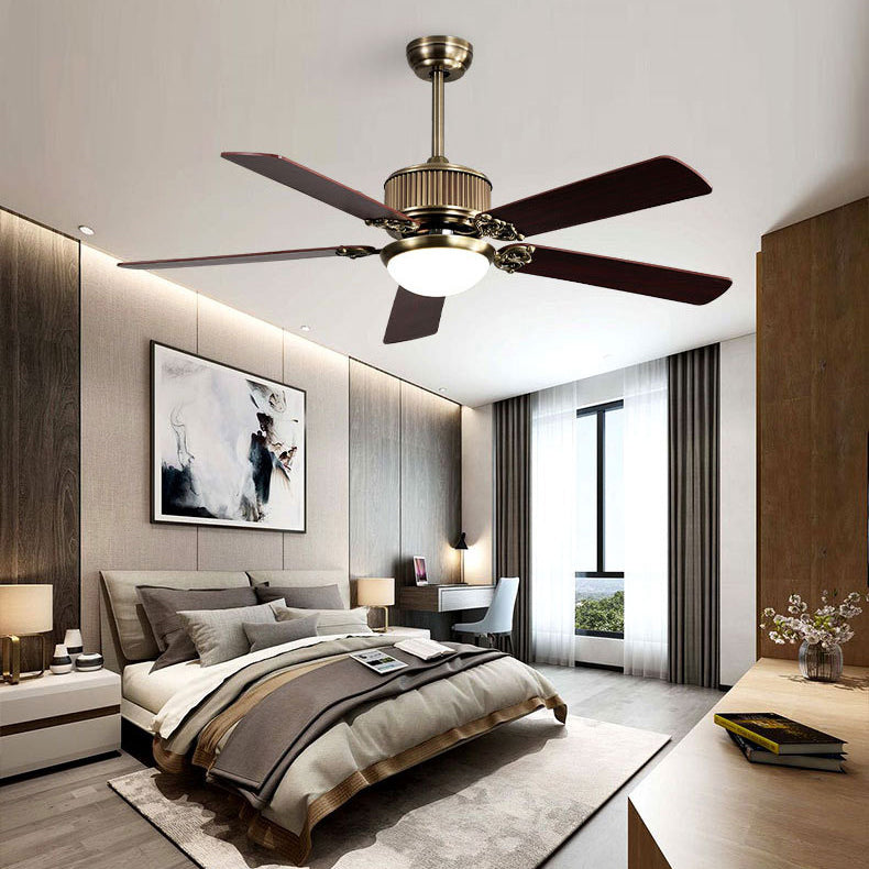 Contemporary Nordic Ceiling Fan with Copper Blades & Glass LED Light for Living Room