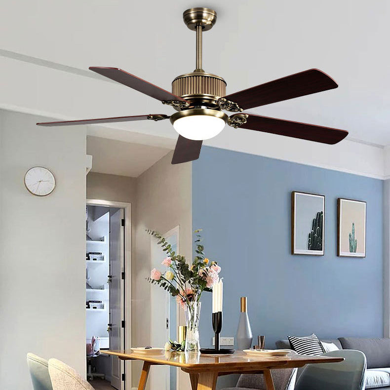 Contemporary Nordic Ceiling Fan with Copper Blades & Glass LED Light for Living Room