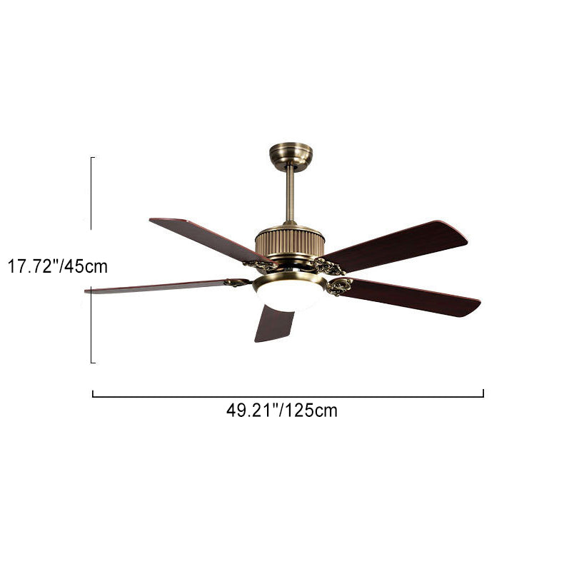 Contemporary Nordic Ceiling Fan with Copper Blades & Glass LED Light for Living Room