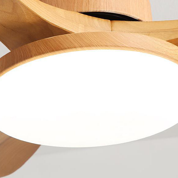Contemporary Nordic Ceiling Fan with LED Lights - Solid Wood, Acrylic Hardware, 3 Blades for Dining Room