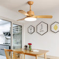 Contemporary Nordic Ceiling Fan with LED Lights - Solid Wood, Acrylic Hardware, 3 Blades for Dining Room