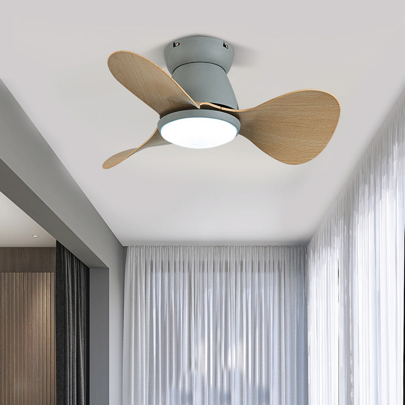 Contemporary Nordic Three-Blade LED Ceiling Fan with Acrylic Light for Living Room