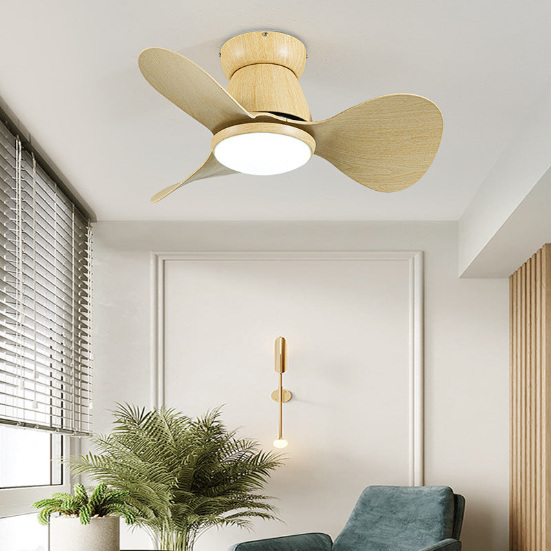 Contemporary Nordic Three-Blade LED Ceiling Fan with Acrylic Light for Living Room