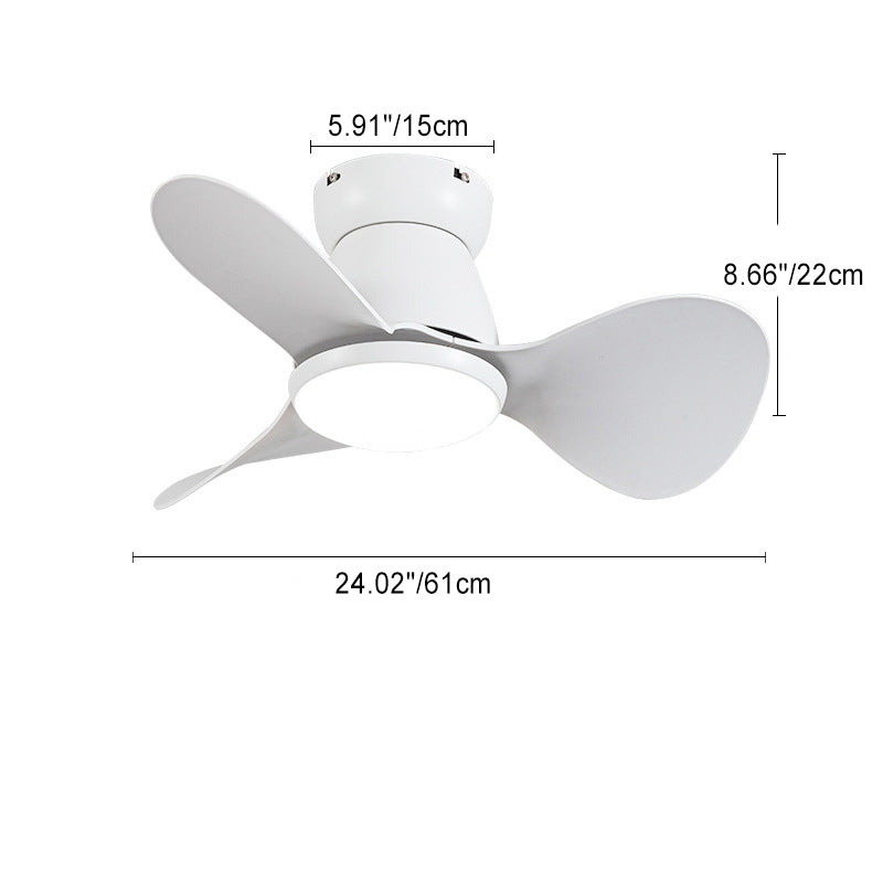 Contemporary Nordic Three-Blade LED Ceiling Fan with Acrylic Light for Living Room