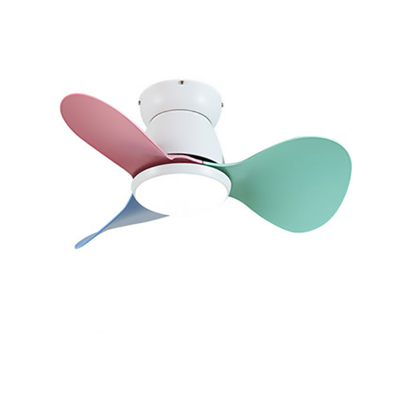 Contemporary Nordic Three-Blade LED Ceiling Fan with Acrylic Light for Living Room