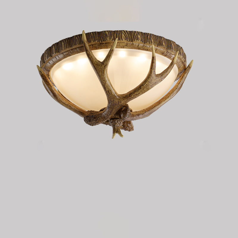 Contemporary Retro Antler Resin LED Flush Mount Light for Bedroom