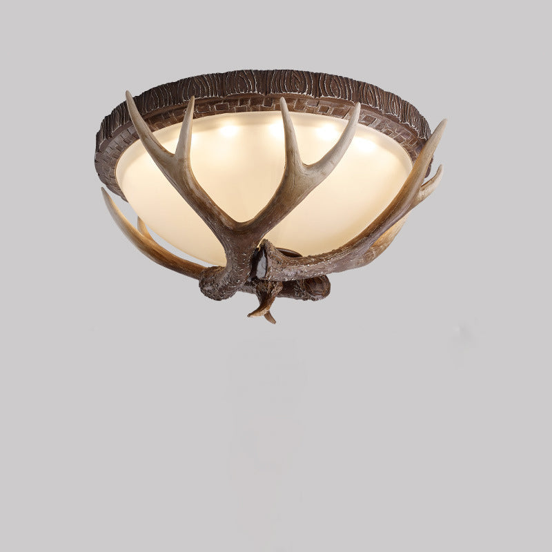 Contemporary Retro Antler Resin LED Flush Mount Light for Bedroom