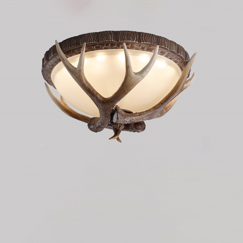Contemporary Retro Antler Resin LED Flush Mount Light for Bedroom