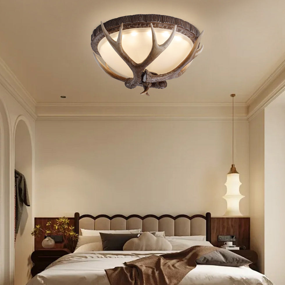 Contemporary Retro Antler Resin LED Flush Mount Light for Bedroom